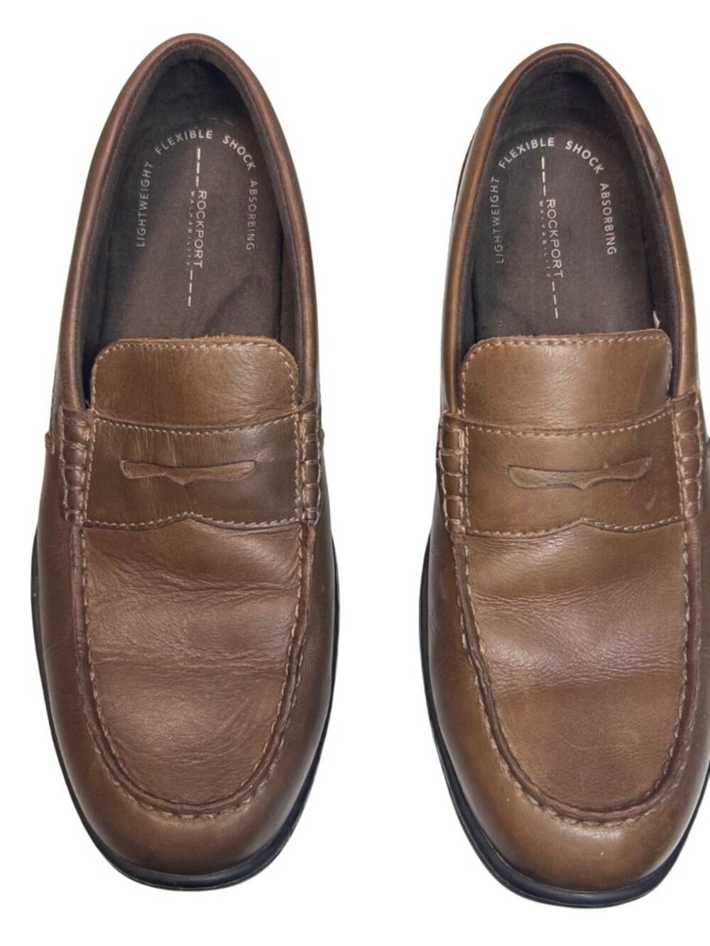 Rockport Brown Leather Loafers Lightweight Flexible Shock-Absorbing Soles Mens11